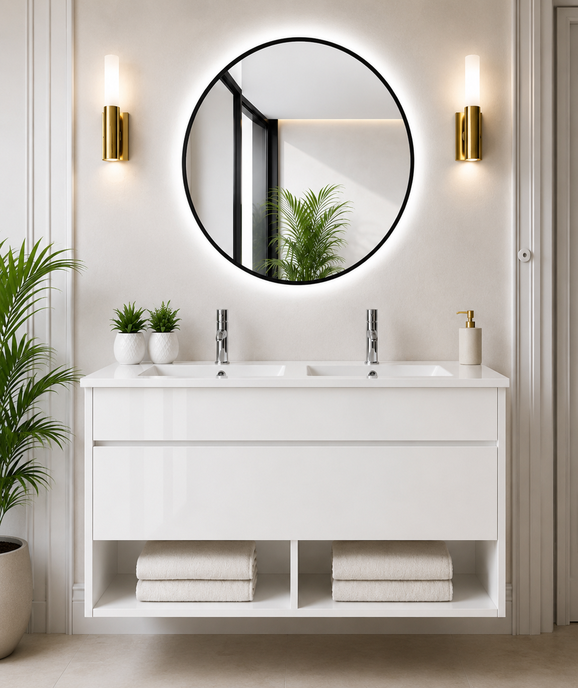 Hangend badmeubel NEBARI met lade en extra platte wastafel