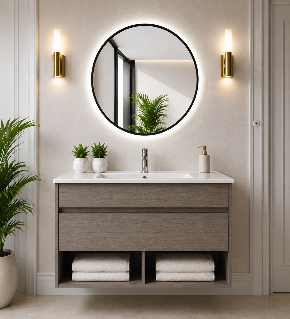 Hangend badmeubel NEBARI met lade en extra platte wastafel