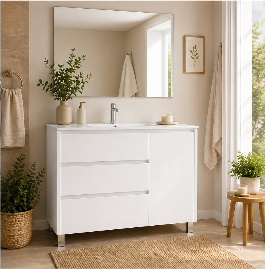 Meuble de salle de bain avec VOLUM avec 3 tiroirs et porte et lavabo
