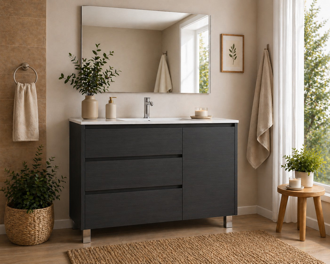 Meuble de salle de bain avec VOLUM avec 3 tiroirs et porte et lavabo