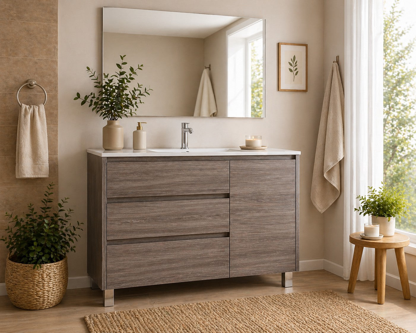Meuble de salle de bain avec VOLUM avec 3 tiroirs et porte et lavabo